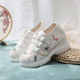 Veowalk Flower Embroidered Women Jacquard Clunky Sneakers Hidden Platform Soft Dorky Dad Shoes Chic Ladies Casual Creepers MartLion   