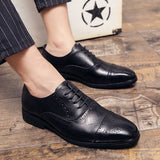 Oxfords Leather Men's Shoes Whole Cut Casual Pointed Toe Formal Wedding Dress Party Flat MartLion   