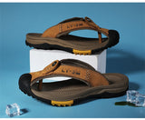 Summer Men's Flip-Flops Outdoor Genuine Leather Sandals Luxury Brand Designer Slipper Casual Beach Slipper Mart Lion   