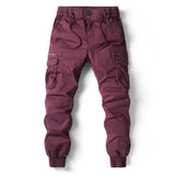 Men Jogging Casual Pants Cotton Full Length Military Men's Streetwear Men's MartLion wine red 40 CHINA