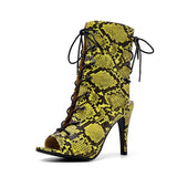 Summer Women Sandals Serpentine Leopard Gladiator Shoes Comfort Party High Heels Mart Lion Yellow Serpentine 34 