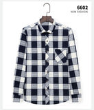 Fall Smart Casual Men's Flannel Plaid Shirt Brand Office Long Sleeve Shirt Clothes Mart Lion   