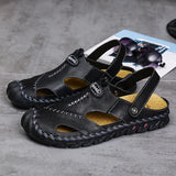 Summer Genuine Leather Men's Sandals Leisure Soft Breathable Crocks Designer Shoes Beach Shoes Classic MartLion   