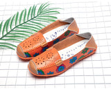 Spring Autumn Women Flats Split Leather Shoes Slip on Ballet Flats Flats Print Moccasins Loafers MartLion   