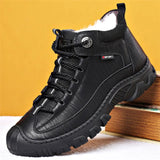 Men's Snow Boots Winter Warm Leather High Shoes wool Retro Casual Boots Hombre MartLion Black 6 