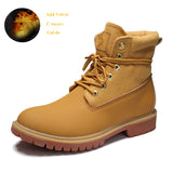  Winter Couple Men's Boots Genuine Leather Ankle Yellow British Style Motorcycle Work Shoes hombre Mart Lion - Mart Lion