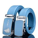 Sky Blue Automatic Buckle Belt for Both Men's and Women Gold Silver Belts 100cm-125cm MartLion   