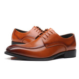 Men's Leather Dress Shoes Classic Retro Derby Lace-Up Wedding Party Office Oxfords Flats Mart Lion   