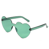 Women Colors Polycarbonate Heart Shape Tinted Party Sunglasses Girls Vintage Colors Rimless MartLion Green Other 