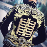 Black Gold Men's Slim Suit Embroidered Coat Chinese Style Phoenix Robe Casual Dress MartLion   