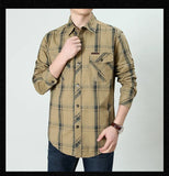 Men's Plaid Shirt Oversized Male England Pure Cotton Casual Shirts Men Clothing Leisure Shirt MartLion   