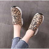 Women Sneakers Leopard Height Increasing Vulcanized Shoes Thick Bottom Zipper Wedges Ladies Casual MartLion   