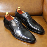 Handmade Men's Wingtip Oxford Shoes Genuine Calfskin Leather Brogue Dress Classic Formal Shoes MartLion   