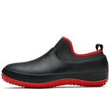 Unisex Waterproof Garden Shoes Womens Rain Boots Men's Car Wash Footwear Non-Slip Outdoor Work Rain Mart Lion black red 37 