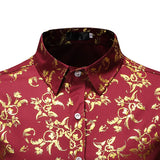 White Men's Shirt Luxury Gold Floral Print Dress Shirts Slim Fit Long Sleeve Chemise Homme Streetwear Hawaiian Shirt MartLion   