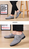 Men's Classic Shoes Dress Korea Pointed Toe Lace-Up Formal Wedding Blue Hemp Mart Lion   