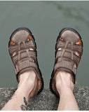 Summer Genuine Leather Men's Sandals Lightweight Men's Outdoor Beach Casual Shoes Sneakers MartLion   