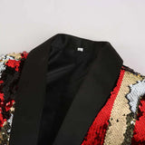 Stylish Vertical Striped Sequin Blazer Jacket Men's Shawl Lapel One Button Glitter Blazers Wedding Party Dinner Homme MartLion   