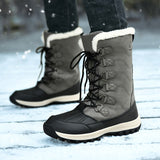 Winter Women Men's Boots Military Brown Windproof Combat Army Outdoor Waterproof Leather Knee Keep Warm Mart Lion Black Grey 36 