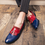 Shoes Men's Dress Shoes Leather Blue Oxfords Wedding Party Pointed Toe Formal MartLion   