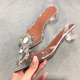 Women Pumps Elegant Pointed toe Rhinestones High heels Wedding Shoes Crystal Clear heeled Pumps Sandals MartLion   