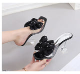 High Heels Shoes Women Modern Sandals Flower Ladies Heels Black Blue Summer MartLion   