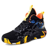 Non-slip Basketball Shoes Men's Air Shock Outdoor Trainers Light Sneakers Young Teenagers High Boots Basket Mart Lion Orange 37 