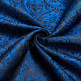  Hi-Tie Navy Blue Gold Paisley Floral Men's Silk Shirt Long Sleeve Casual Shirt Jacquard Party Wedding Dress MartLion - Mart Lion