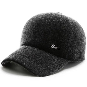 Mink Men's Baseball Cap Autumn Winter Cap Keep Warm Elder Ear Protection Sports Snapback Peaked Caps Dad Hat Gorra MartLion   