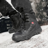 Winter Warm Fur Tactical Military Combat Boots Men's Genuine Leather US Army Hunting Trekking Camping Mountaineering Work Shoes MartLion   