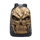 Relief Skull Embossed 3D Backpack Creative Men's Women Schoolbag Laptop Bag Punk Rivets Rucksack Waterproof Travel Backpack Mart Lion Gold 48x32x13cm 