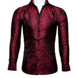 Barry Wang Gold Rose Paisley Silk Shirt Men's Long Sleeve Casual Flower Shirts Designer Fit Dress MartLion   