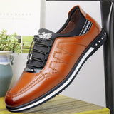 Men's Breathable Casual Shoes Non-Slip Leather Lightweight Flat Walking Sneakers Mart Lion   