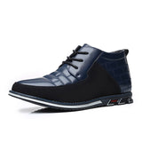 Classic Casual Shoes Men's Retro Style Ankle Boots Slip On Leather Ankle Outdoor Footwear High-top Sneakers Mart Lion Blue 6 