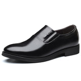 Cow Leather Elegant Men's Formal Shoes Breathable Luxury Brand Dress Footwear Black Oxford Slip-on Mart Lion Slip-on Black 5.5 