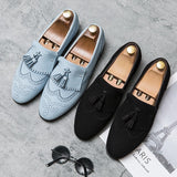 Fotwear Men's Dress Shoes Wedding Brogues Blue Black Tassel Dress Loafers Office Slip Mart Lion   