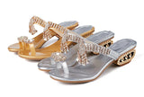 Summer Sandals Women Shoes Rhinestone Flat Ladies Gold Silver MartLion   