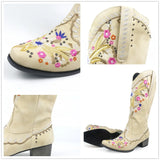 Mixed Color Knee-high Great Women Shoes Embroider Western Boots MartLion   