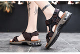 Summer Men's Sandals Genuine Leather Slippers Gladiator Beach Soft Outdoors Wading Shoes Mart Lion   