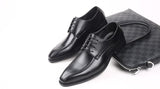 Men's Leather Dress Shoes Classic Retro Derby Lace-Up Wedding Party Office Oxfords Flats Mart Lion   