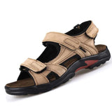men's sandals summer shoes genuine leather sandals beach cow leather Mart Lion Khaki 0568 38 