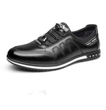 Men's Breathable Casual Shoes Non-Slip Leather Lightweight Flat Walking Sneakers Mart Lion Black 6 