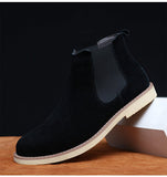 Winter Warm Plush Men's Boots Cow suede Chelsea Non-slip Snow Handmade Ankle Mart Lion   