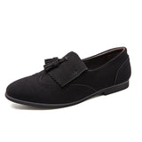 Men's Loafers Leather Brown Slip On Tassel Loafers Wedding Party Shoes Dress Shoes Brogue Footwear MartLion Black 01-1 10 