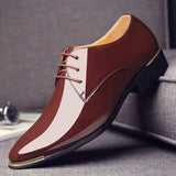 Men's Wedding White Shoes Rubber Sole Dress Lether Flats Patent Leather Shoes MartLion Brown 38 CHINA