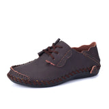 Men's Handmade Casual Leather shoes Slip On Flat Moccasins Oxford super MartLion Brown 9 