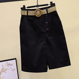 Skirt Pants for Women's Shorts Summer Wide Leg Blue  Waist Pockets Woman Short MartLion   