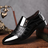 Classic Men's Dress Shoes Elegant Formal  Wedding Slip On Office Oxford Black Brown Mart Lion   