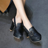 Spring Baotou sandals hollow thick heel high heels summer Baidu increased MartLion   