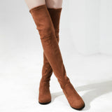 Slim Fit Thighs Over-the-Knee Long Boots Women Low Heel Concise Elastic Boots Retro Shoes Ladies Mart Lion   